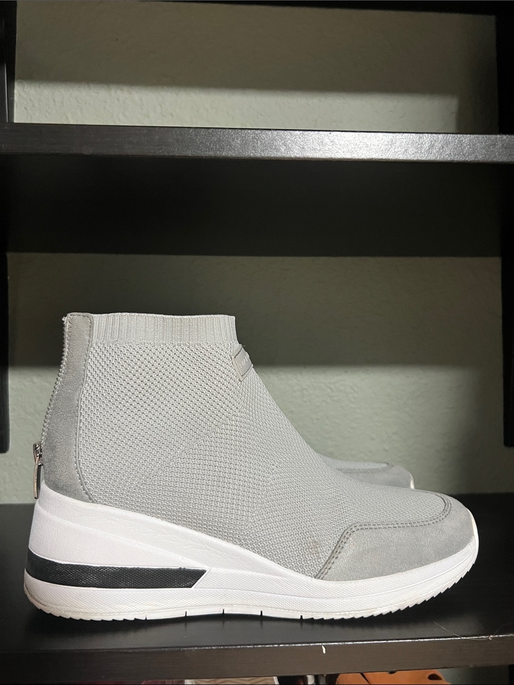 Mark Fisher Comfort Knit Wedge Sneaker Boot - Light Gray